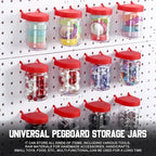 Unittype 20 Set Pegboard Organizer Accessories Peg Boards Jars with Lids Plastic Pegboards Bins Storage Containers Clear Peg 