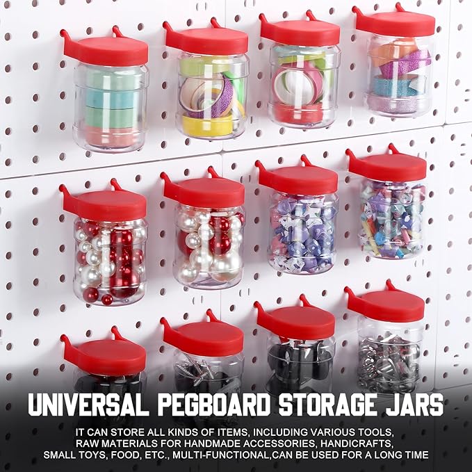Unittype 20 Set Pegboard Organizer Accessories Peg Boards Jars with Lids Plastic Pegboards Bins Storage Containers Clear Peg 