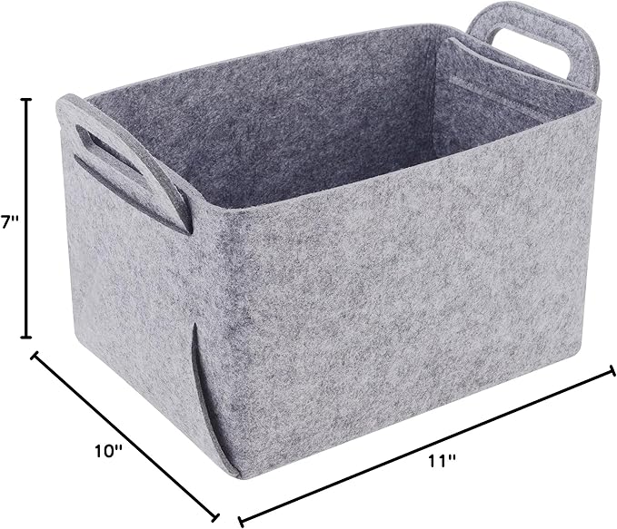 Minoisome Storage Basket Felt Storage Bin Collapsible& Convenient Box Organizer with Carry Handles for Office Bedroom Closet 