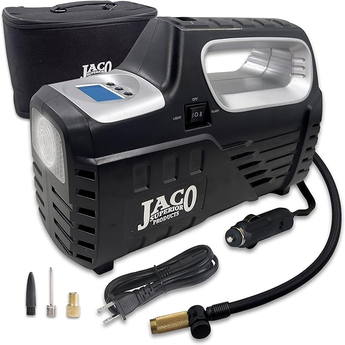 JACO SmartPro 2.0 AC/DC Digital Tire Inflator Pump - Automatic Portable Air Compressor (12V DC, 110-120V AC)