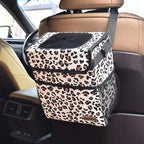 Cute Car Trash Can with Lid – Multipurpose Collapsible Trash Bin for Car, Leak-Proof Organizer, Waterproof Garbage Can with Storage Pockets & Adjustable Straps, 2 Gallons (Leopard Print)