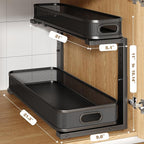 2 Pack 21.3IN-Depth Under Sink Organizer with Smooth Cylindrical Rail,2-Tier Pull Out Multi-Purpose Cabinet Storage for Bathr