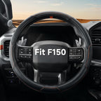 West Llama Car Steering Wheel Cover for Ford F-150(1997-2026), F-250(1997-2026), F-350, 15.5-16 inches, Black + Yellow Line