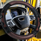 18 Inch Truck Steering Wheel Cover Leather Wheel Semi-Truck Comfy Grip Cover Anti Slip Car Accessory, Fits Rv, Big Rig and Classic Car(Red, Classic Style)