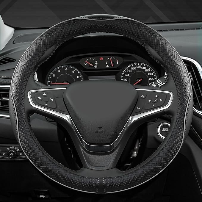 West Llama Microfiber Leather Car Steering Wheel Cover for Chevy Silverado,Tahoe,Equinox,Traverse,Trailblazer,Colorado (Black