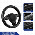 Skechers Memory Foam Steering Wheel Cover,Piping Microfiber Leather Steering Wheel Cover Sporty Universal Fit 14" 1/2-15" Car
