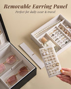 pickpiff 2 Layer Jewelry Box Organizer for Women, Jewelry Organizer with Handle & Removable Tray, Necklace Holder Ring Earrin
