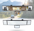 15" Car Rearview Mirror with Baby Mirror,Panoramic Wide Angle Clip-on Car Rearview Mirror,Reduce Blind Spot Effectively for Cars, SUVs & Trucks