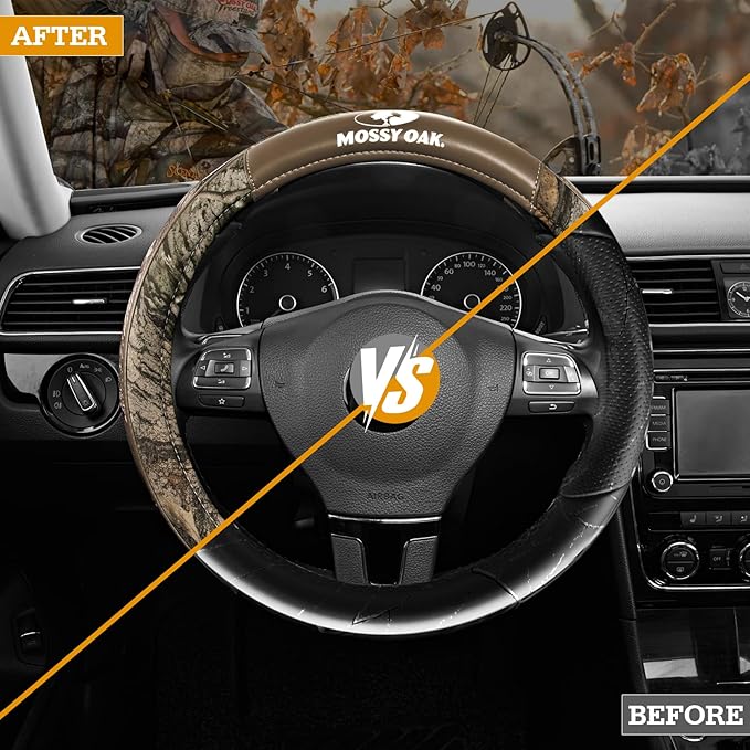 Mossy Oak Camo Steering Wheel Cover, Durable Grip Car Steering Cover, Universal Fit 14.5"–15.5" - Made with Premium Beige PVC