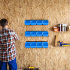 Ultrawall Wall Mounted Storage Bins, Plastic Hanging Storage Organizer Bins, Garage Tool Storage System for Screws, Nuts, Bol