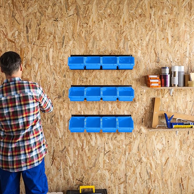Ultrawall Wall Mounted Storage Bins, Plastic Hanging Storage Organizer Bins, Garage Tool Storage System for Screws, Nuts, Bol