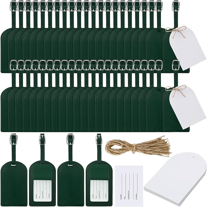 Amylove 48 Sets Leather Luggage Tags Bulk Wedding Favors Luggage Tags for Guests Bridal Gifts Wedding Bridal Shower Gift PU L