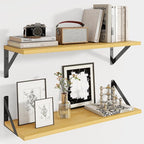 Axeman 24 Inch Floating Shelves | 8 Inch Deep Oak Wall Shelves Set of 2 | 24W x 8D Rustic Wood Shelves for Bookshelf Living R