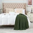 Longhui bedding Chunky Cable Knit Throw Blanket Lightweight Olive Green 100% Organic Cotton Blanket for Sofa Couch Bed Baby N