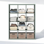 Furinno Cubic Closet Organizers and Storage, 12-Cube Closet Organizer, Open Shelf Closet Storage, Extra Thick Frame for Wardr