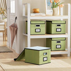 Huolewa File Organizer Box with Lid, Collapsible File Folder Organizer for Office Document Storage, Filing Box with Plastic S