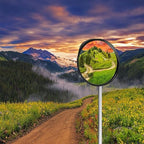 Convex Safety Mirror 𝟮𝟰" 𝗔𝗿𝗰𝘆𝗹𝗶𝗰 𝗗𝗿𝗶𝘃𝗲𝘄𝗮𝘆 𝗠𝗶𝗿𝗿𝗼𝗿, Outdoor Security Mirror Extends View with Adjustable for Bracket, Warehouse, Parking, Garage, Office, Home, Factory