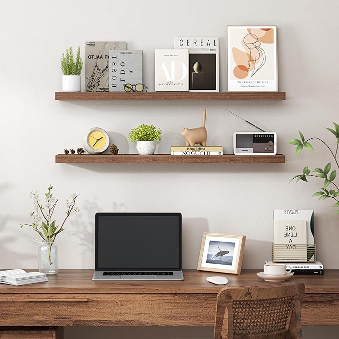 Heimlove 36 Inch Floating Shelves for Wall,Mounted Storage & Display Shelves for Bedroom,Living Room,Kitchen,Office,Set of 2,