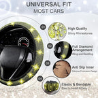 NBTEPEM 27 PCs Yellow Bling Car Accessories Set for Women, Steering Wheel Covers Universal Fit 15 Inch, Bling License Plate Frame, Bling Phone Holder, Bling Car Coasters (Yellow Diamond)