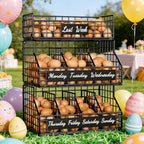 Egg Holder Countertop with Dividers & Labels, 3 Tier Stackable Chicken Egg Holder Egg Baskets for Gathering Fresh Eggs, Egg O