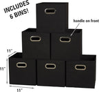 Household Essentials Foldable Fabric Storage Bins 6 Piece Set, Strong Poly-Woven Fabric, Sturdy Chipboard Sides, Grommet Fron
