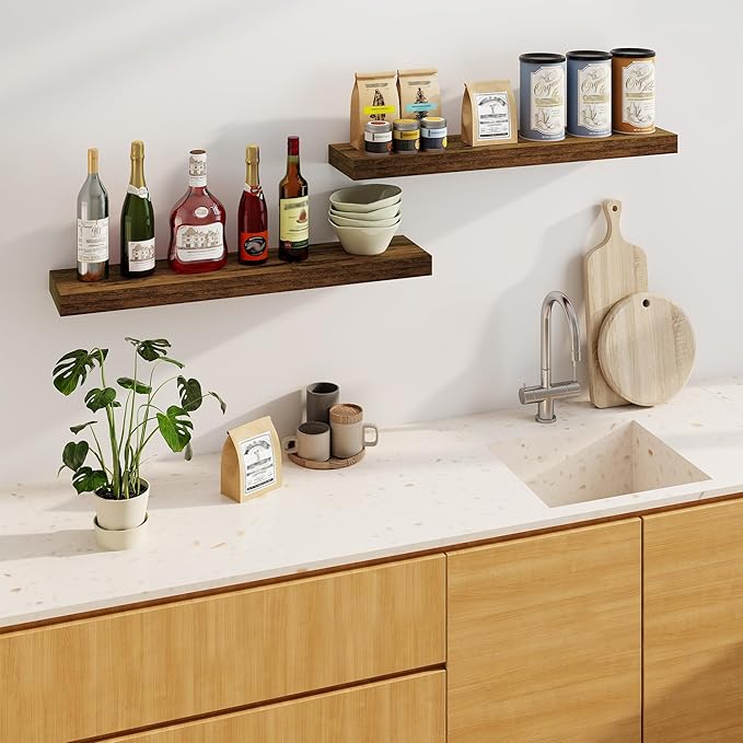 Fun Memories Floating Shelves for Wall, 36Inch Floating Shelves Set of 2, Hanging Shelf with Invisible Brackets, Bathroom She
