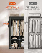 CASAMAYA Portable Closet, 34 Inch Large Capacity Wardrobe Closet with Cover, Clothes Storage Organizer with Shelves and 2 Han