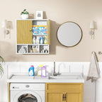 Bathroom Wall Cabinet,Wooden Medicine Cabinet with Fluted Doors Over The Toilet Storage Cabinet with Adjustable Shelf for Bat