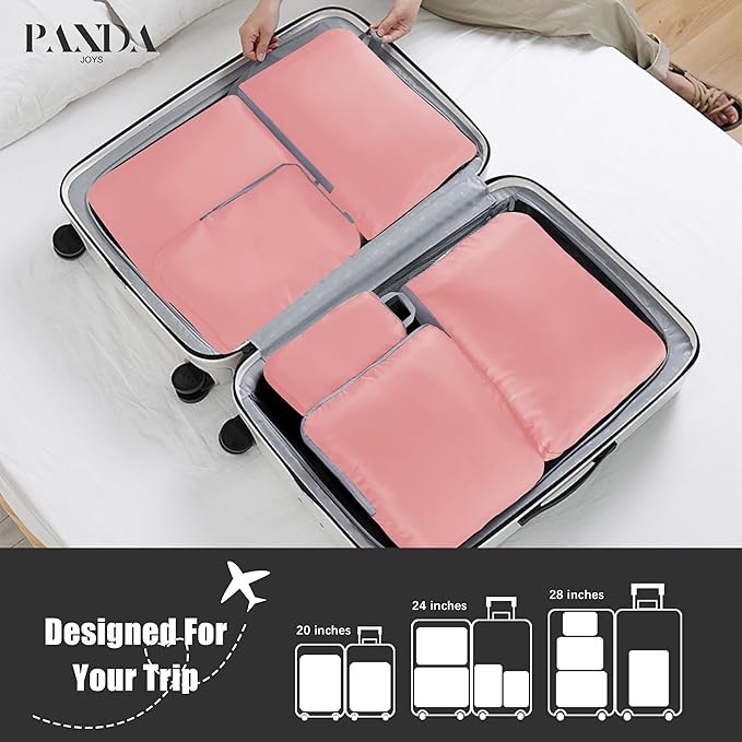 PANDA JOYS 4 Set Compression Packing Cubes Travel - Travel Accessories Expandable Packing Organizers for Carry On - Essential
