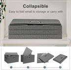Graciadeco Medium 15" 21 Quart Collapsible Stackable Storage Bins with Lids, 3 Packs Grey Foldable Fabric Closet Boxes Heavy-
