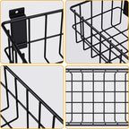 Heavy Duty Slatwall Baskets - 6 Pack Black Multi-Size Storage Organizer for Garage Workshop, Fits Standard Panels