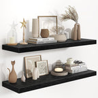 Fun Memories 40 Inch Floating Shelves in Black, 9.3 Inch Deep Floating Shelf for Bathroom Living Room Kitchen, Rusitc Wall Mo