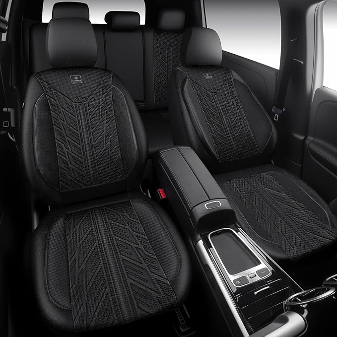 CAR PASS Leather Oxford Car Seat Covers Full Set,Heavy Duty Car Seat Covers Waterproof,Universal Fit for Trucks SUV Sedan Mos