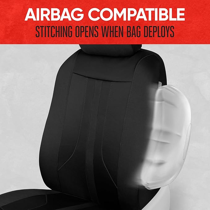 Motor Trend Black Cloth Car Seat Covers for Front Seats – Premium Automotive Bucket Seat Covers, Made for Vehicles with Remov