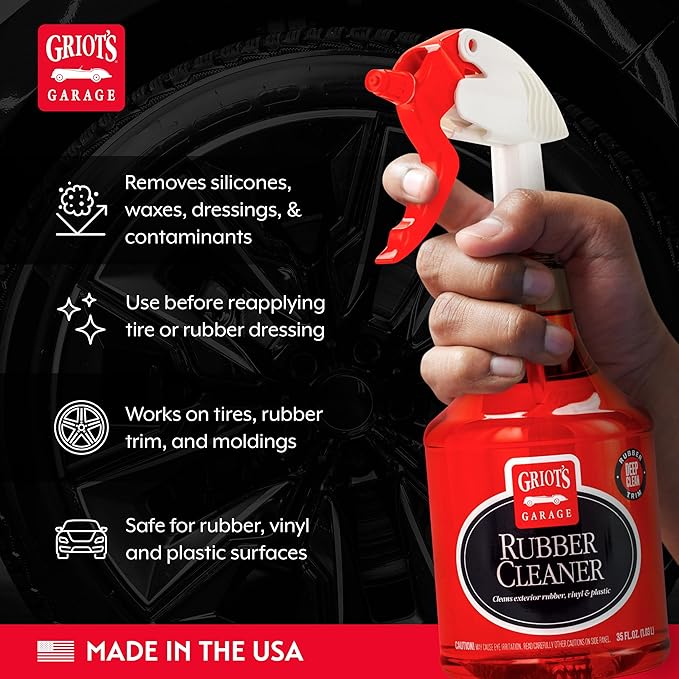 Griot's Garage Rubber Cleaner for Car Cleaning and Detailing, Works on Tires, Trims, and Moldings 11136, 35oz