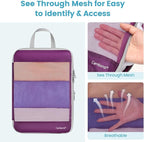 Cambond Compression Packing Cubes - 4 Set See Through Mesh Packing Cubes for Travel, Expandable Travel Essentials Packing Org