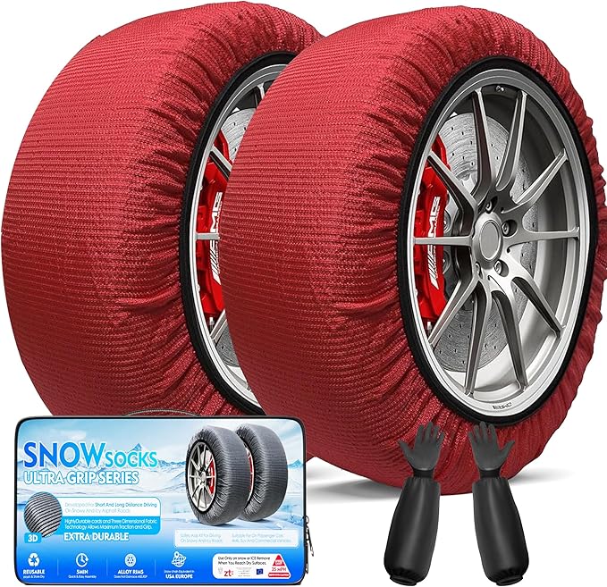 K-Musculo Snow Socks for Tires, Snow Socks Snow for Car SUV Pickup Easy to Use, Ultimate Grip, Washable.100 KM Safely In The 