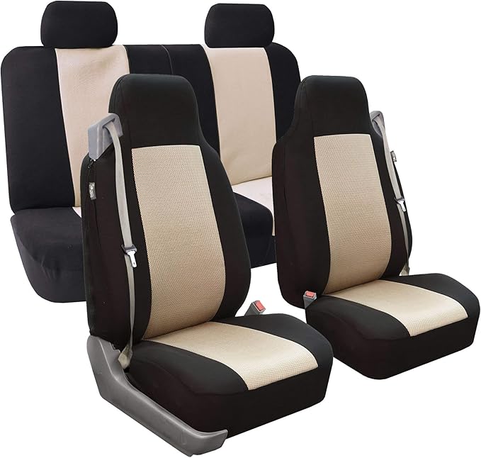 FH Group Car Seat Cover Rear Set Striking Striped Car Seat Covers with Rear Split Bench, Universal Fit Interior Accessories f