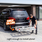 Mockins 49"x22"x7" Aluminum Hitch Cargo Carrier & 20 Cu Ft Waterproof Cargo Bag | 500 lbs. Capacity Hitch Basket | Lightweight Aluminum Cargo Carrier Kit for 2" Receivers w/Locks, Stabilizer & Straps