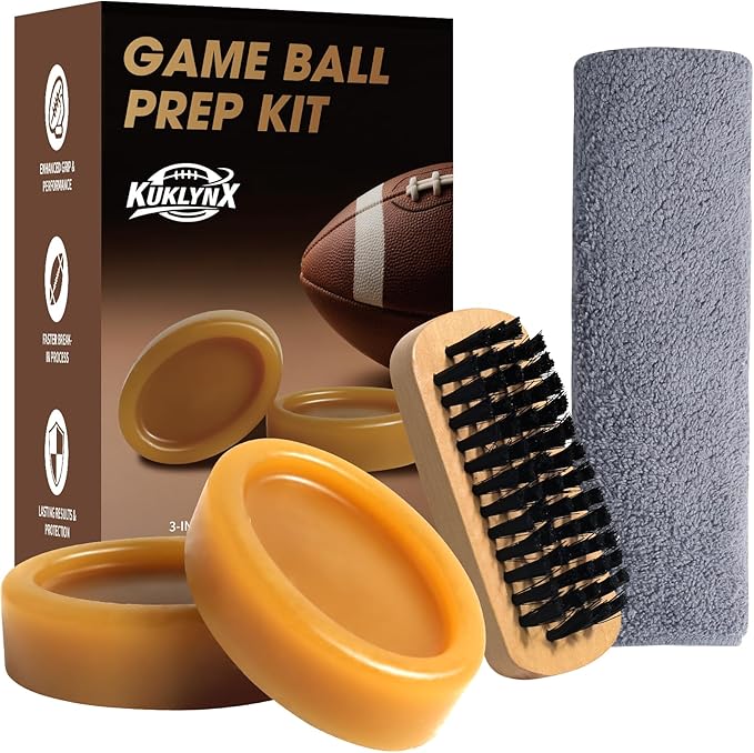 4 in 1 Football Prep Kit - for Effectively Secure Grip & Enhance Tack with 2 Football Wax & 1 Football Brush & 1 Cloth - Adul