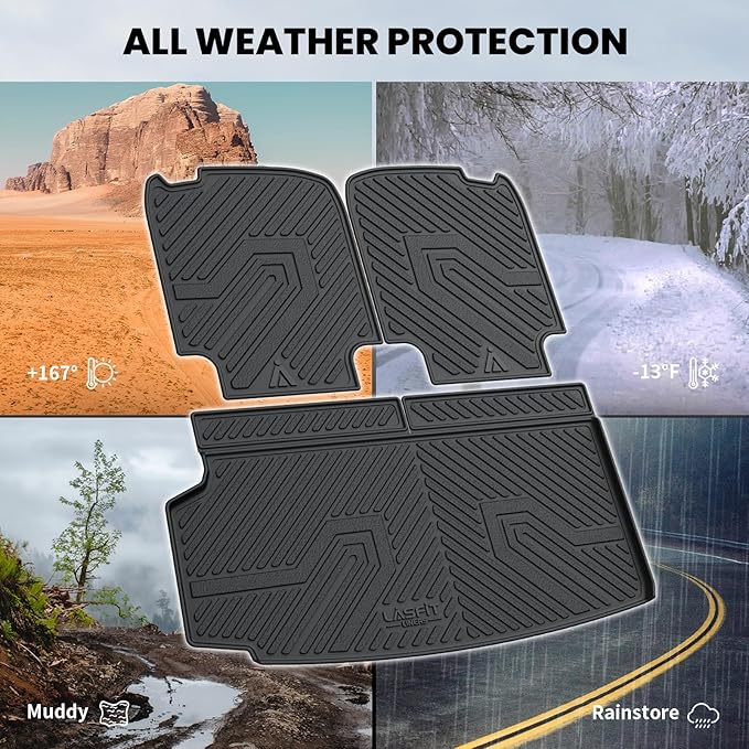 LASFIT Trunk Mat & Backrest Mat for Volvo XC90 2026-2016, All Weather TPE Custom Fit Cargo Liner for Volvo XC90 Cargo Mat, Black, Easy to Clean