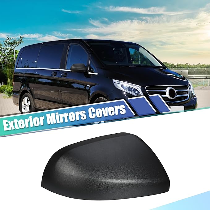 uxcell 1pc Car Exterior Matte Black Wing Mirror Cover Rearview Mirror Cover Cap for Mercedes Vito W447 2014-2020 Right Side