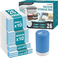 Cozy Essential Travel Vacuum Storage Bags with Rechargeable Cordless USB Pump, Space Saver Bags for Luggage, Suitcase, Carry-