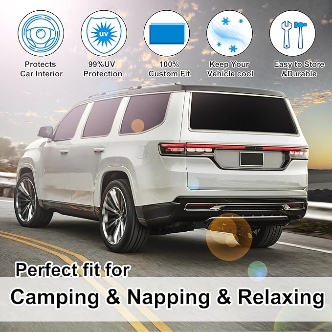 TINGLU Window Shades for Jeep Wagoneer 2022-2024 (NOT for Grand Wagoneer) Accessories Car Side Full Windows Rear Triangular Windshield Sun Shade Sun UV Rays & Privacy Protection for Camping 8PCS