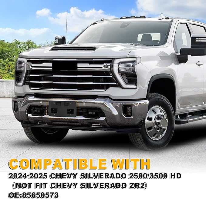 Front License Plate Frame Compatible with Chevy Silverado 2500 3500 HD 2024 2025, Bumper License Frame Holder Mounting Bracke