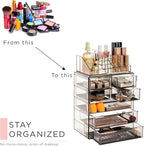 Sorbus Acrylic Makeup Organizer Set, 7-Drawer Vanity & Countertop Cosmetic Storage with Small & Wide Compartments, Black-Tint