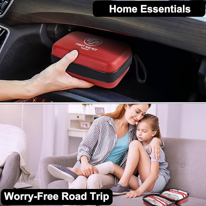 Premium First Aid Kit, 320 Piece Waterproof Hard Shell Eva First Aid Kit for Home, Camping, Cars, Hiking, Travel, Businesses 