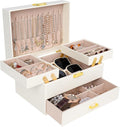 Dajasan Jewelry Organizer Box, Large Jewelry Boxes for Women Girls, Space-Saving 3 Layers Jewelry Storage Case with Drawer, M