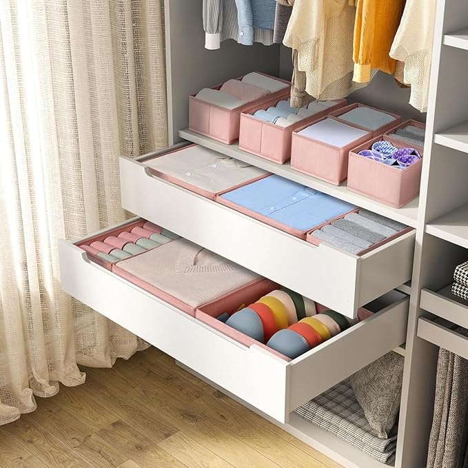 DIMJ Drawer Organizer for Clothing, 15 Pack Fabric Drawer Organizer Bins, Foldable Sock Organizer for Drawer, Dresser Organiz