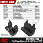 Rough Country Neoprene Seat Covers for Chevy Silverado & GMC Sierra 1500 (2019-2026) w/No Rear Seat Storage or Cup Holder - W
